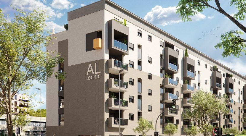 Fachada de Residencial Zoe, pisos de obra nueva en Badajoz